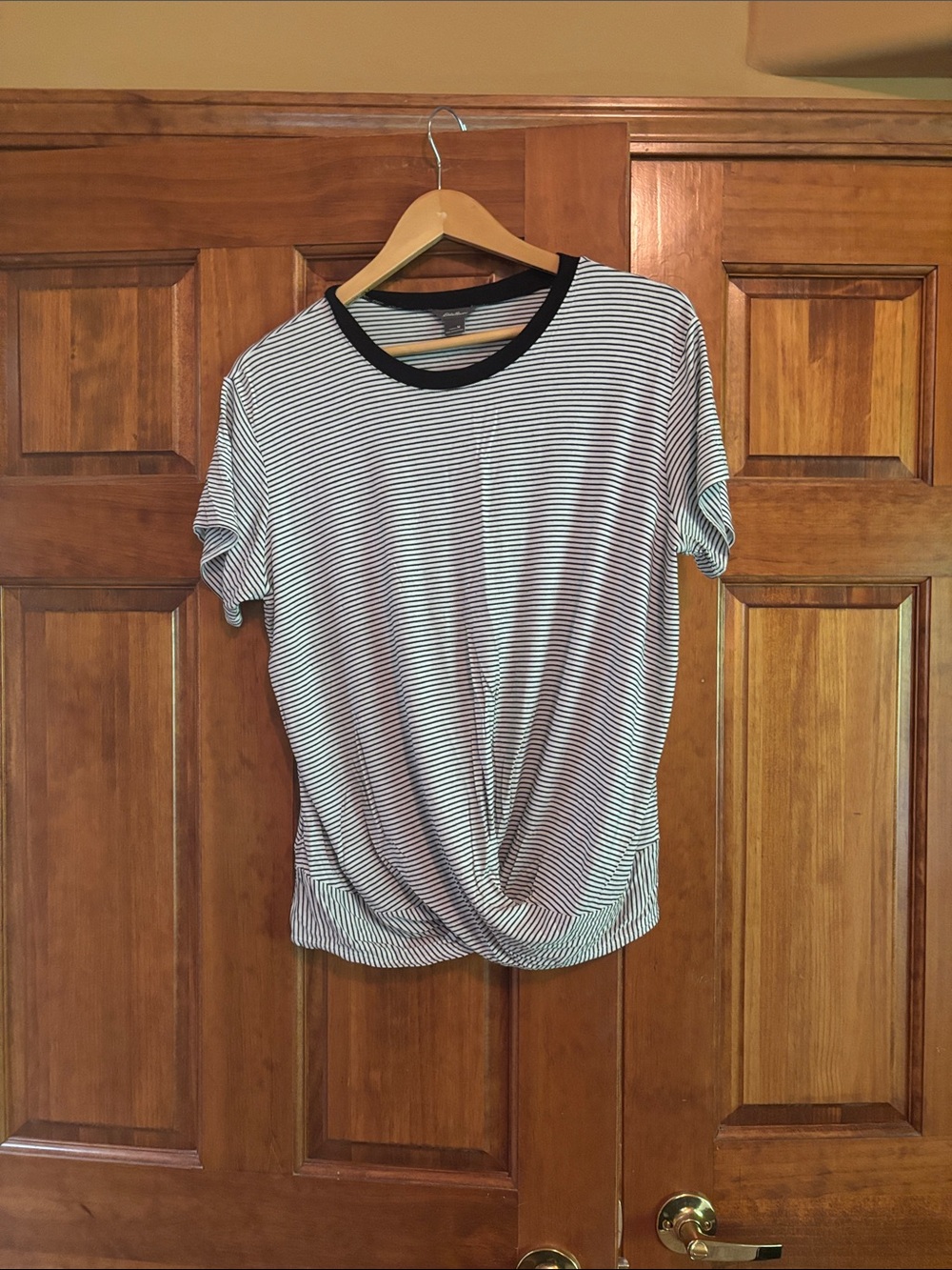 Eddie Bauer Black and White Striped Crewneck Tee